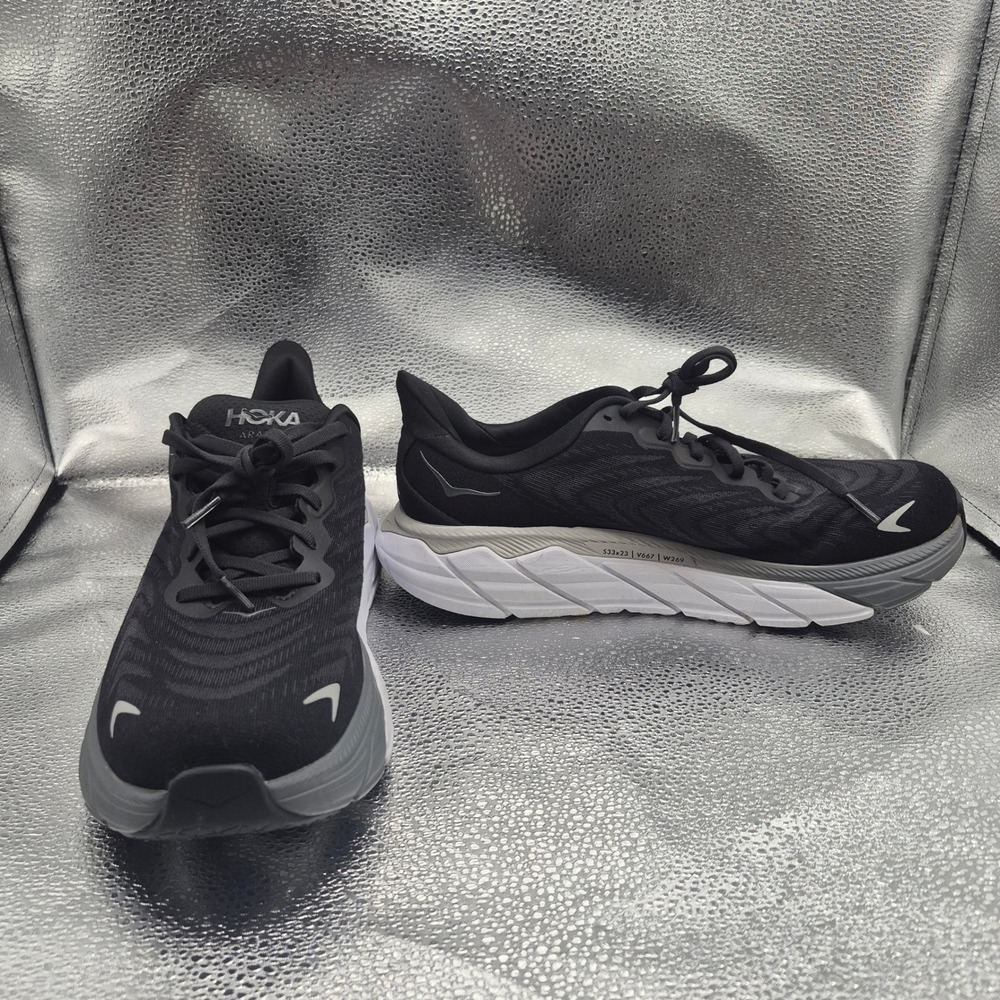Hoka Arahi 6 Wide Mens 9.5 Running Shoes Black White 1123196 BWHT Sneaker